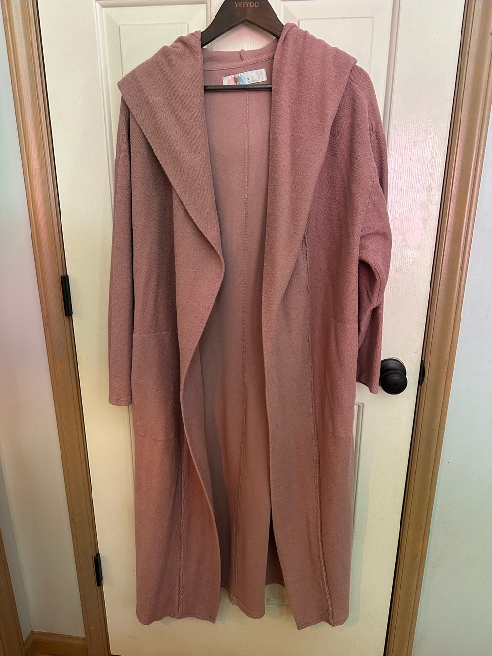 Free People Dusty Rose Hooded Open-Front Cardigan XS